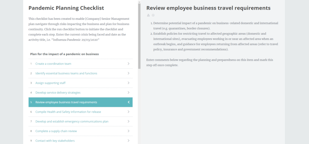 Pandemic Planning Checklist