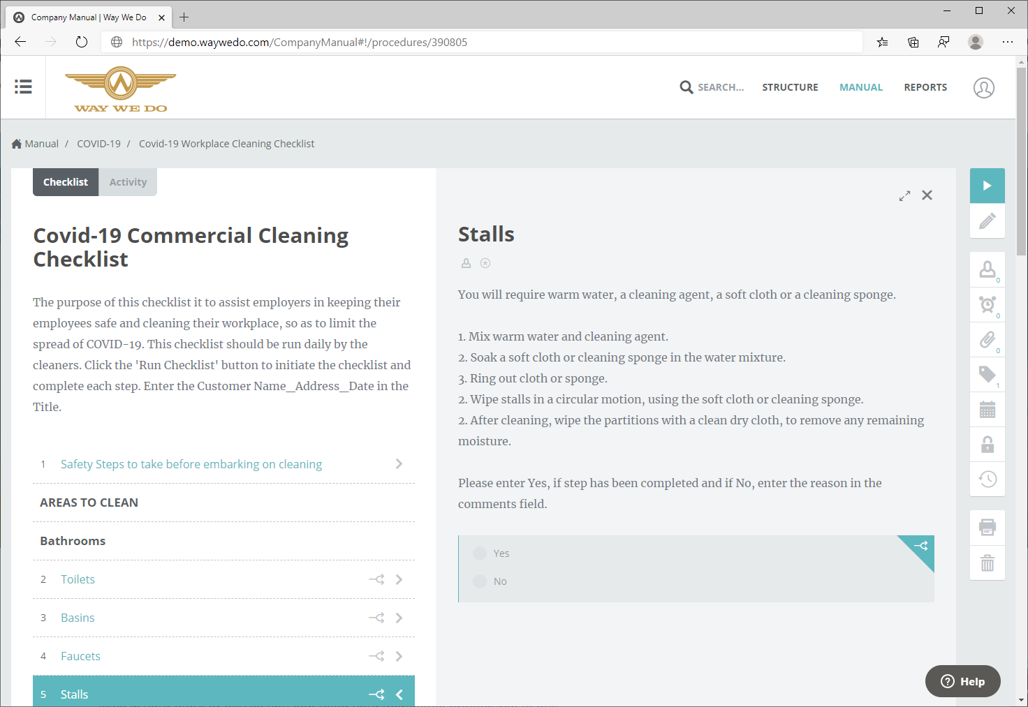 COVID19 Workplace Procedures and Cleaning Checklist Way We Do