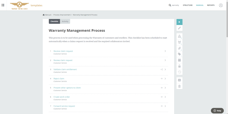 Warranty Management Process Template